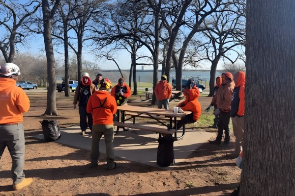 Arbor Masters tree crew gathered outdoors for a field training day in North Texas