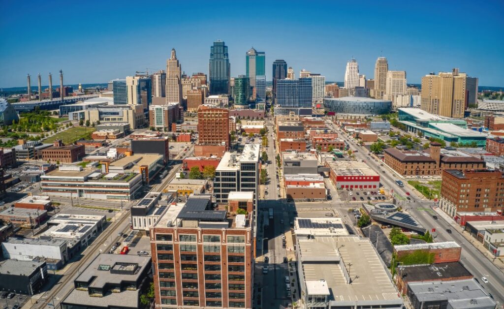An aerial photo of Kansas City.
