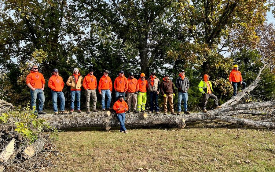 Tree crew of Shawnee branch after a hazardous tree removal.