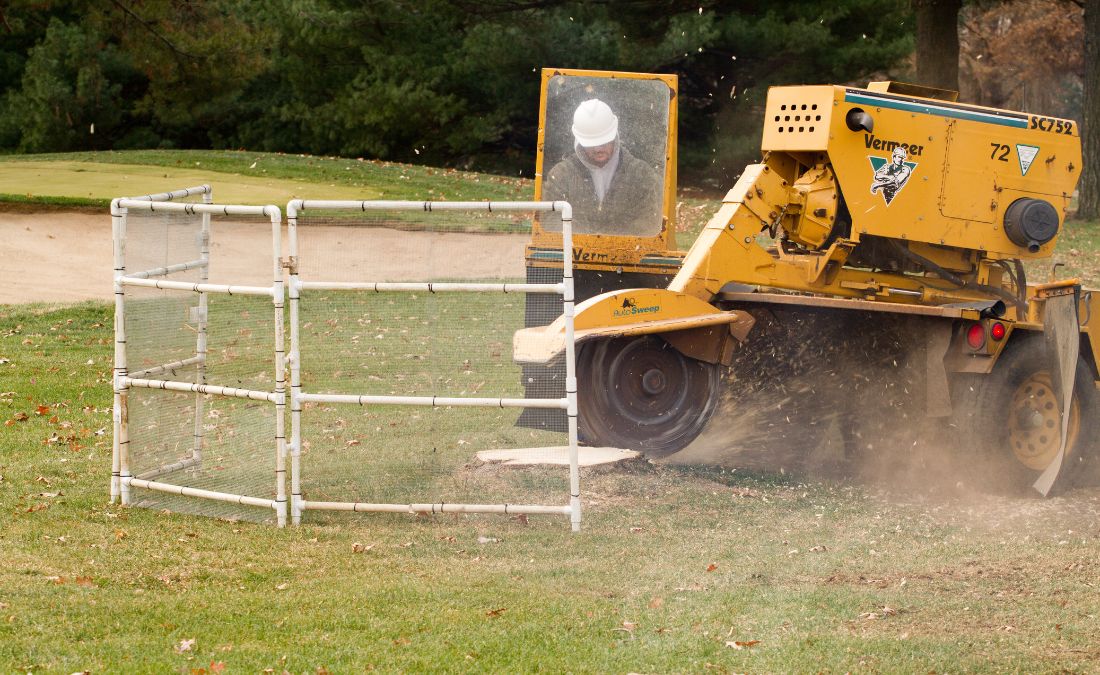 The Arbor Masters stump grinder taking care of a stump in Tulsa, OK.