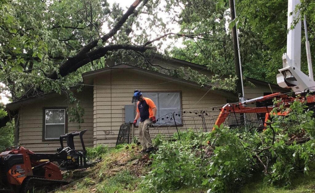 The Arbor Masters of Wichita team cleaning up after a storm in Wichita, KS.