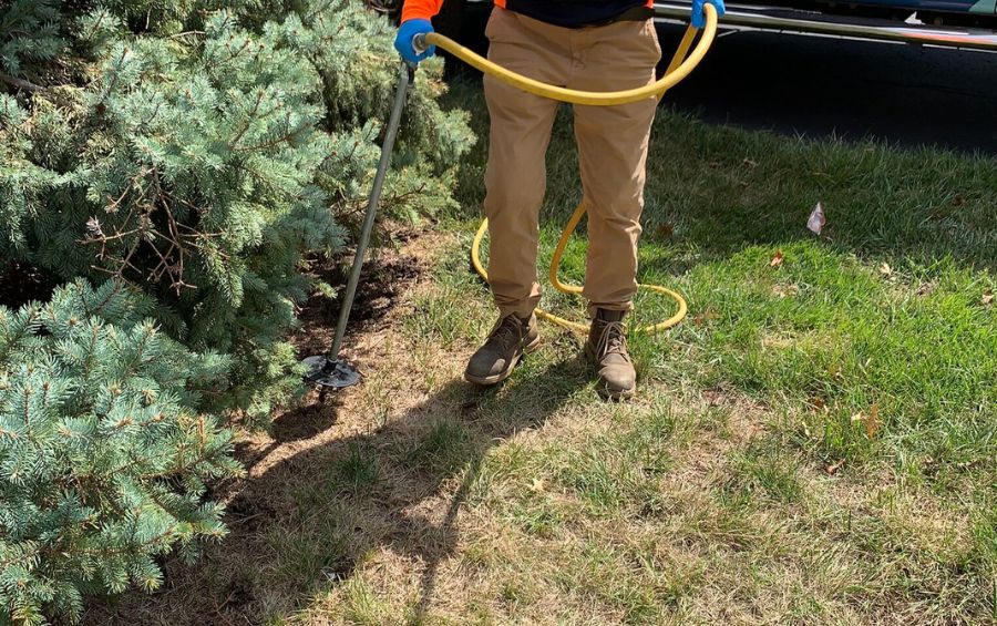 Soil fertilization in Kansas City residential home.