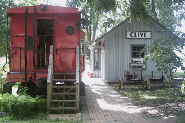 Restored train and station in Clive, IA